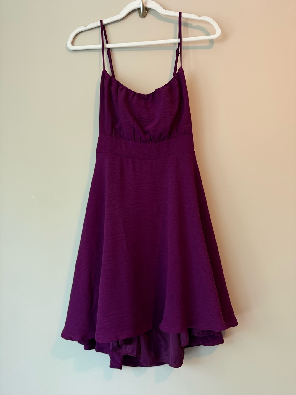 Purple Bow Back Cutout Fit and Flare Mini Dress Sz L NWT - Picture 1 of 3